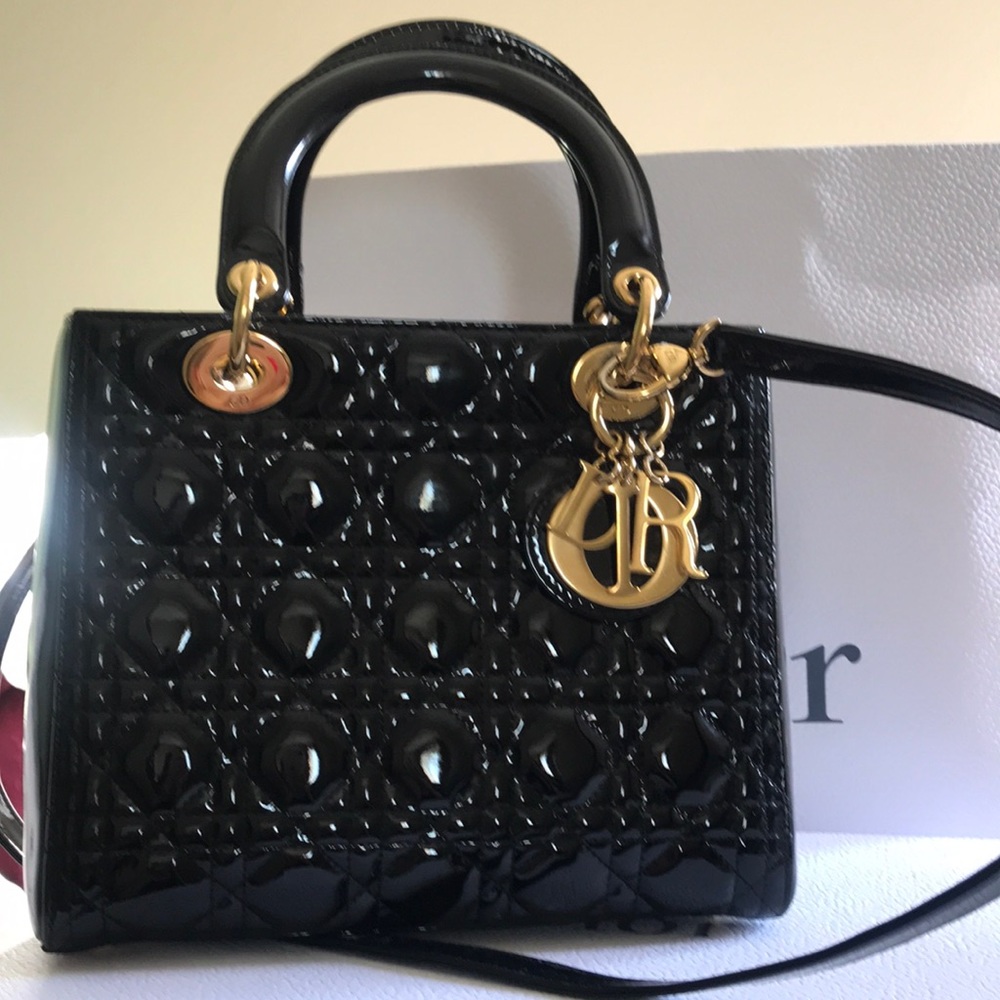 Medium Lady Dior Handbag in Black - Picture 2 of 8